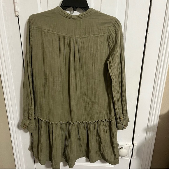 Anthropologie Maeve Katie Textured Utility Tunic Cotton Green 4P 4 Petite F - Picture 5 of 8